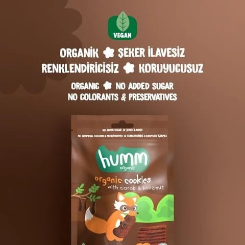 Organik Vegan Keçiboynuzlu ve Fındıklı Kurabiye - 55g