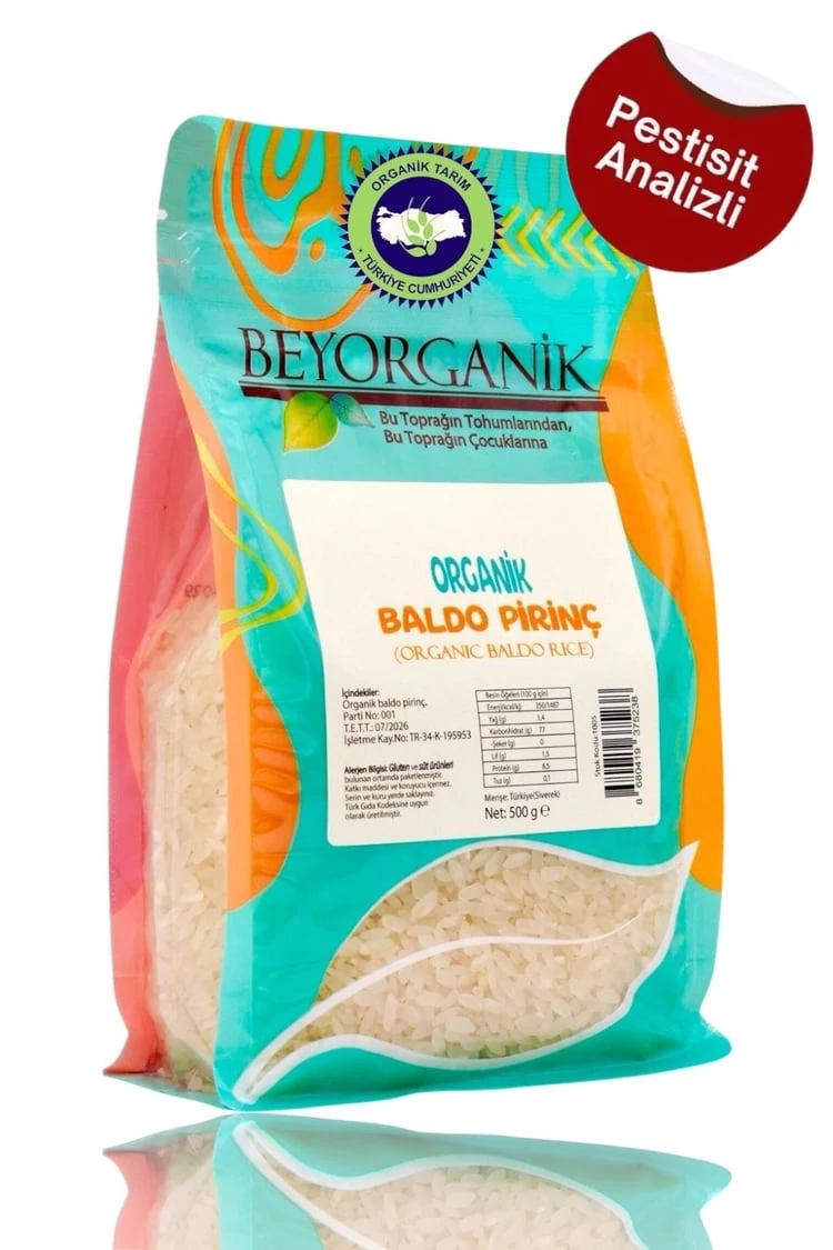 Organik Pirinç Baldo 500gr (Pestisit ve Aflatoksin Analizli)