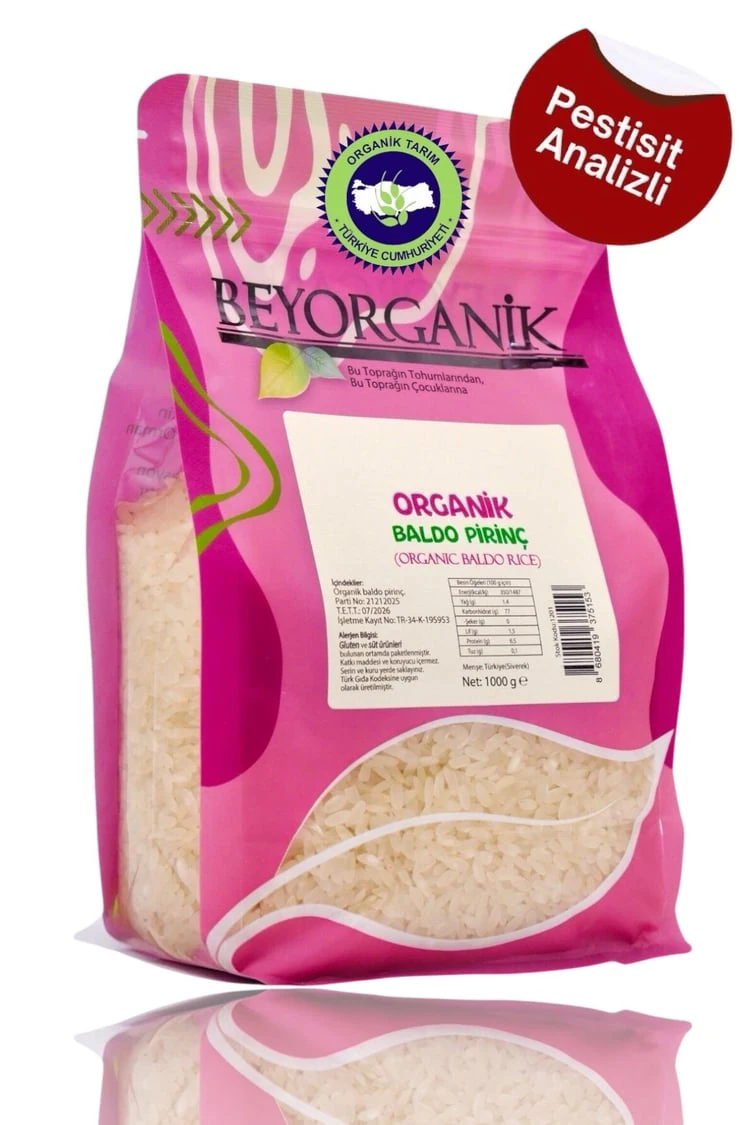 Organik Pirinç Baldo 1kg (Pestisit ve Aflatoksin Analizli)