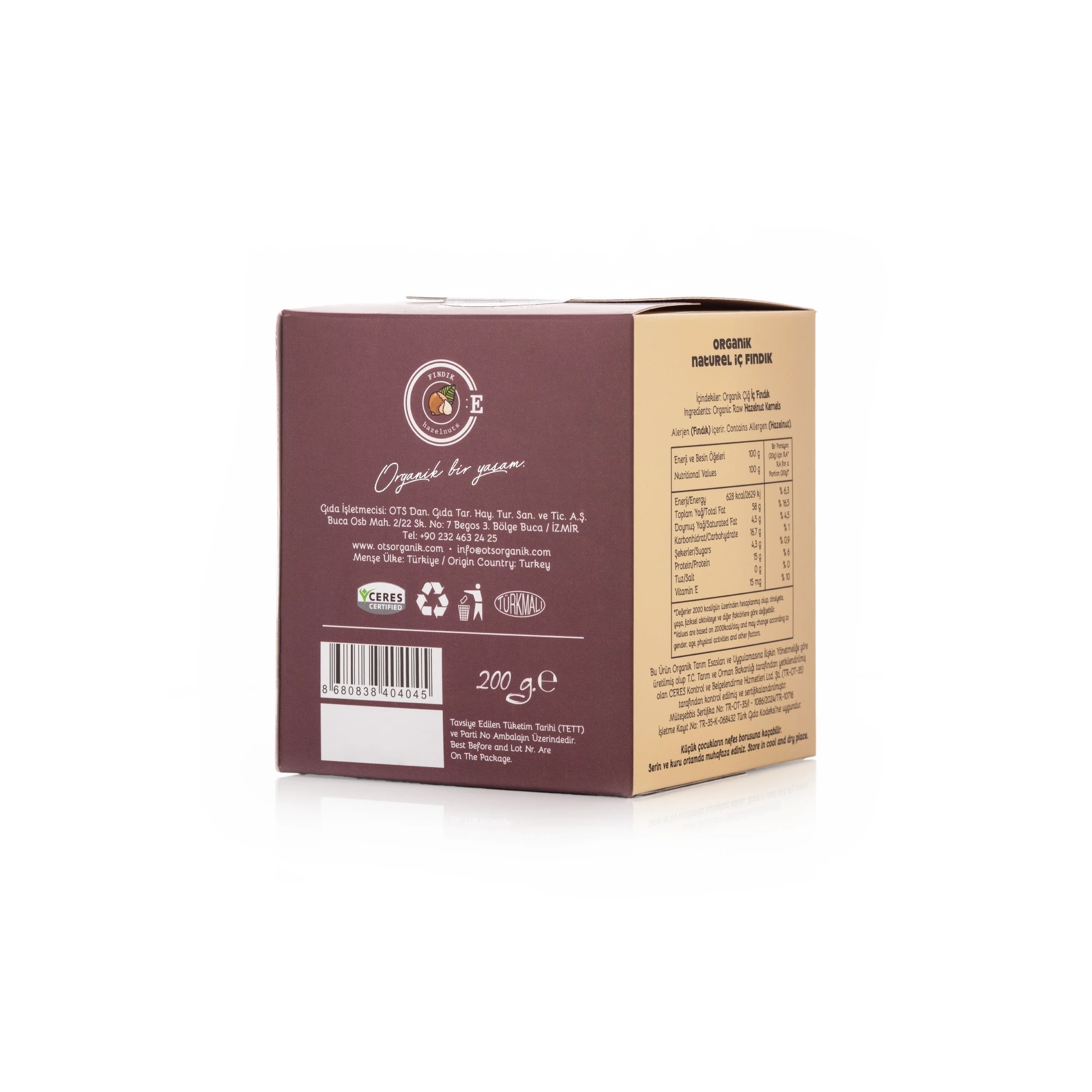 Organik Naturel İç Fındık