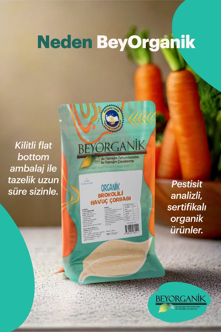 Organik Brokolili Havuç Çorbası 50gr 10 Dakikada Hazır (PESTİSİT VE AFLATOKSİN ANALİZLİ)