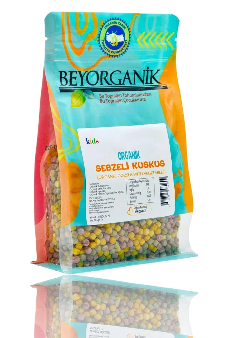 Organik Sebzeli Kuskus % 25 285gr +8ay (PESTİSİT VE AFLATOKSİN ANALİZLİ)
