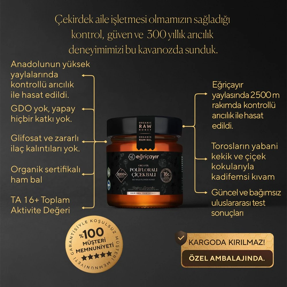 ORGANİK POLİFLORALI (ÇOK ÇİÇEKLİ) BAL TA16+