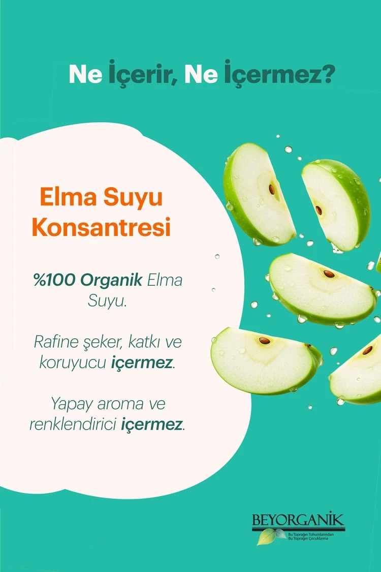 Organik Elma Suyu Konsantresi 685ml (PESTİSİT VE AĞIR METAL ANALİZLİ)