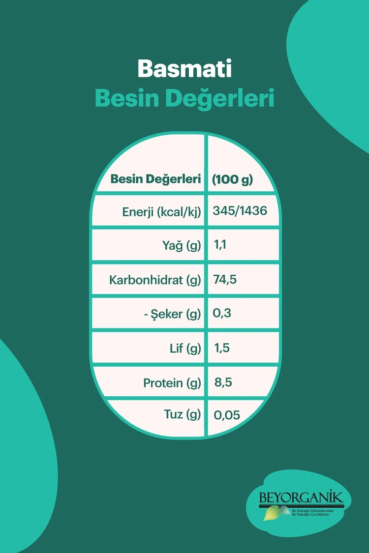 Organik Basmati pirinç 1000gr (Pestisit ve Aflatoksin Analizli)