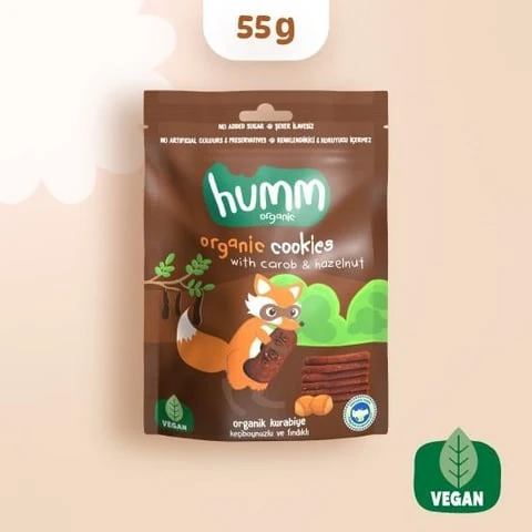 Organik Vegan Keçiboynuzlu ve Fındıklı Kurabiye - 55g