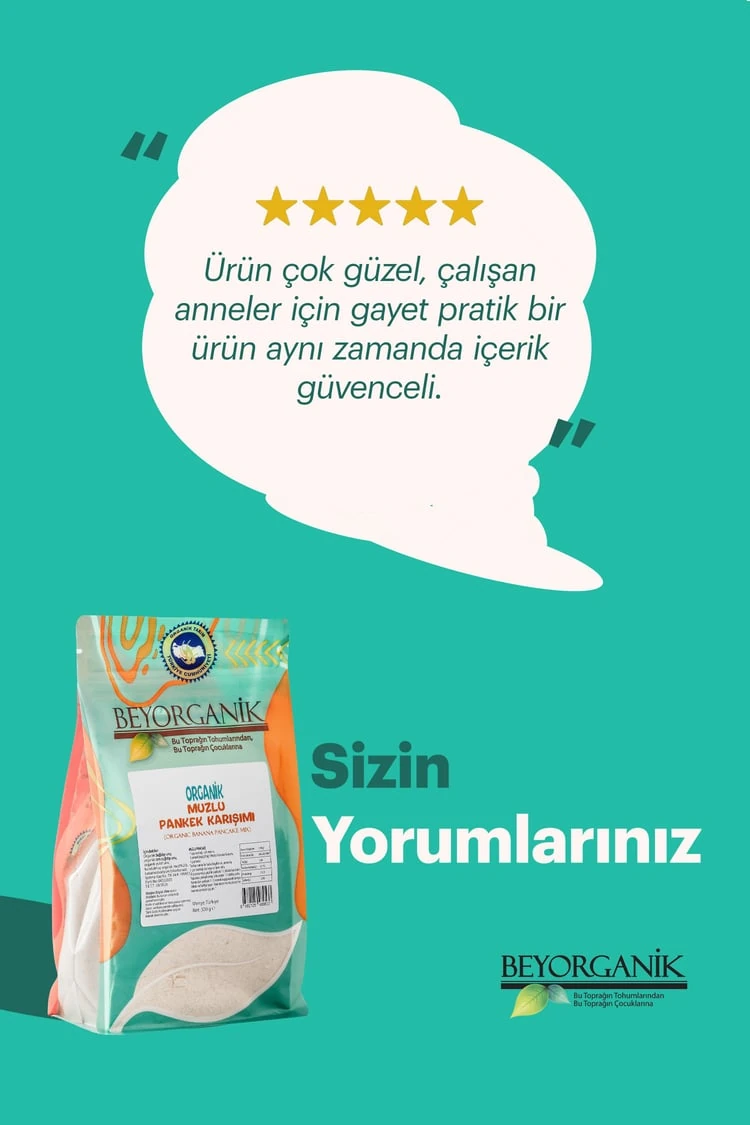Organik Muzlu Pankek Karışımı 300 gr (PESTİSİT VE AFLATOKSİN ANALİZLİ)