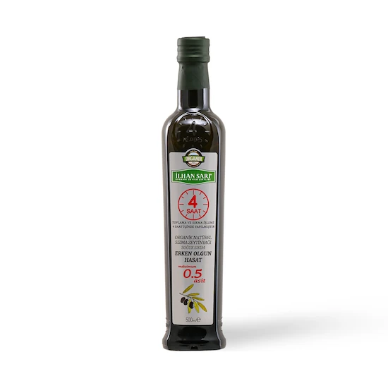 Erken Hasat Organik Natürel Sızma Zeytinyağı 500ml (0.5 Asit) 