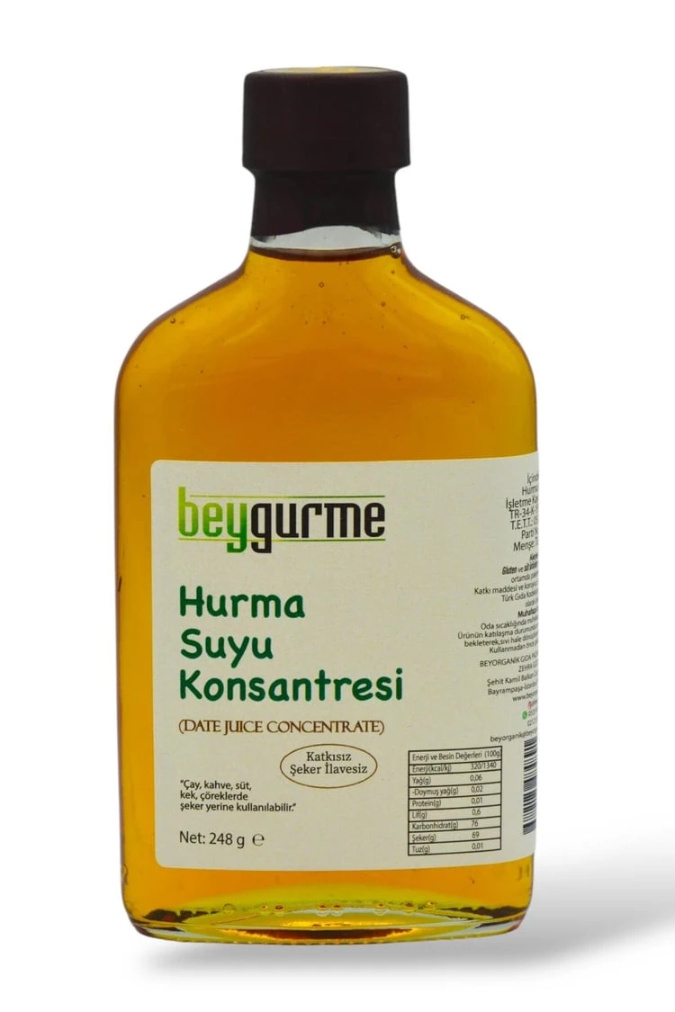 Hurma Suyu Konsantresi tatlandırıcı hurma Suyu 245gr (PESTİSİT VE AĞIR METAL ANALİZLİ)