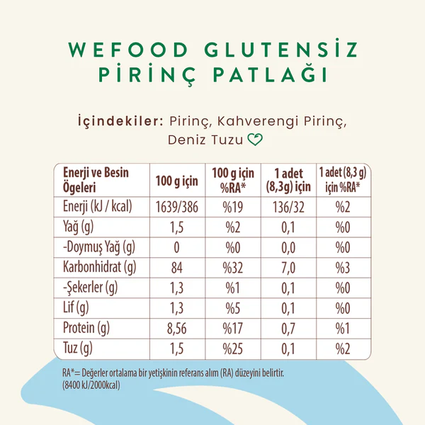 Glutensiz Pirinç Patlağı 100g