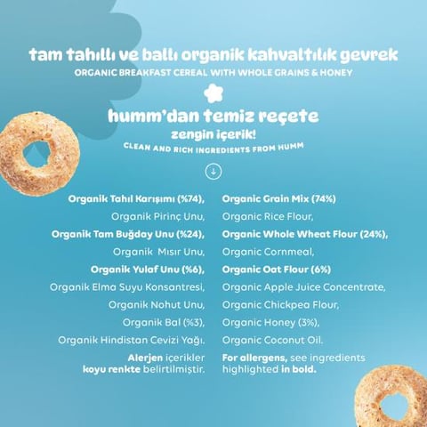 Organik Tam Tahıllı ve Ballı Kahvaltılık Gevrek - 80g