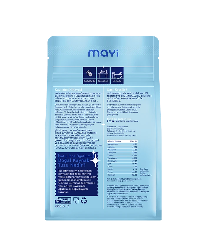 ÖĞÜTÜLMÜŞ SOFRA TUZU 600 GR (İYOT İLAVELİ)