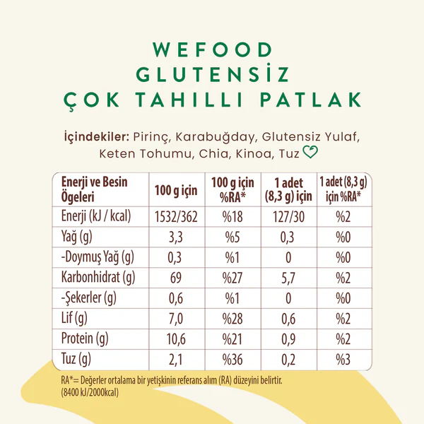 Glutensiz Çok Tahıllı Patlak 100g