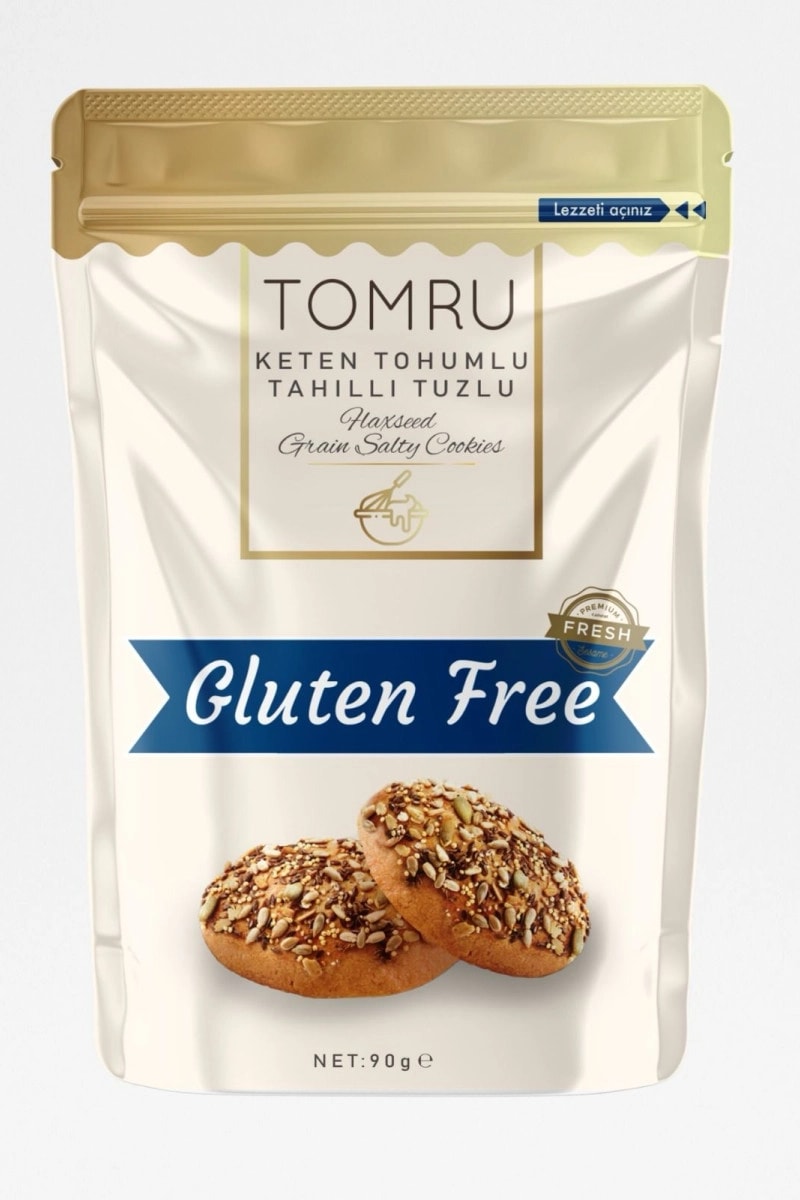 Glutensiz Keten Tohumlu Tahıllı Tuzlu Kurabiye 90g