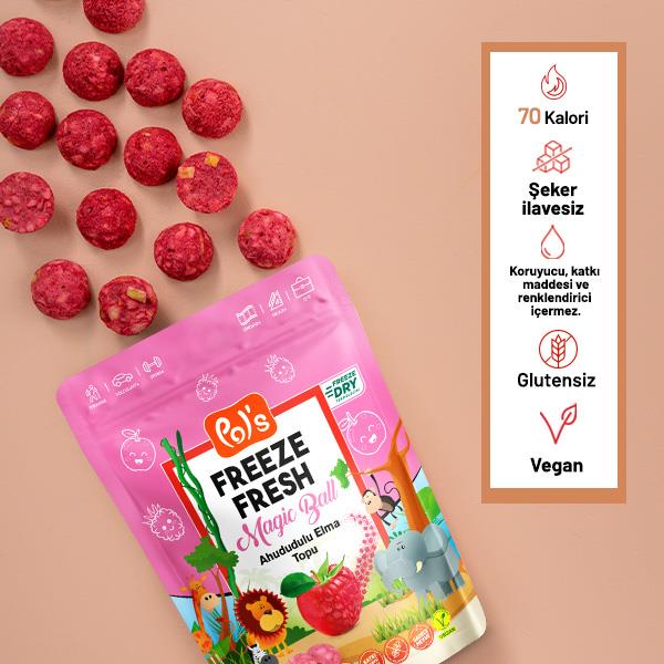 Freeze Fresh Dondurularak Kurutulmuş Magic Ball Ahududulu Elma Topu 20g