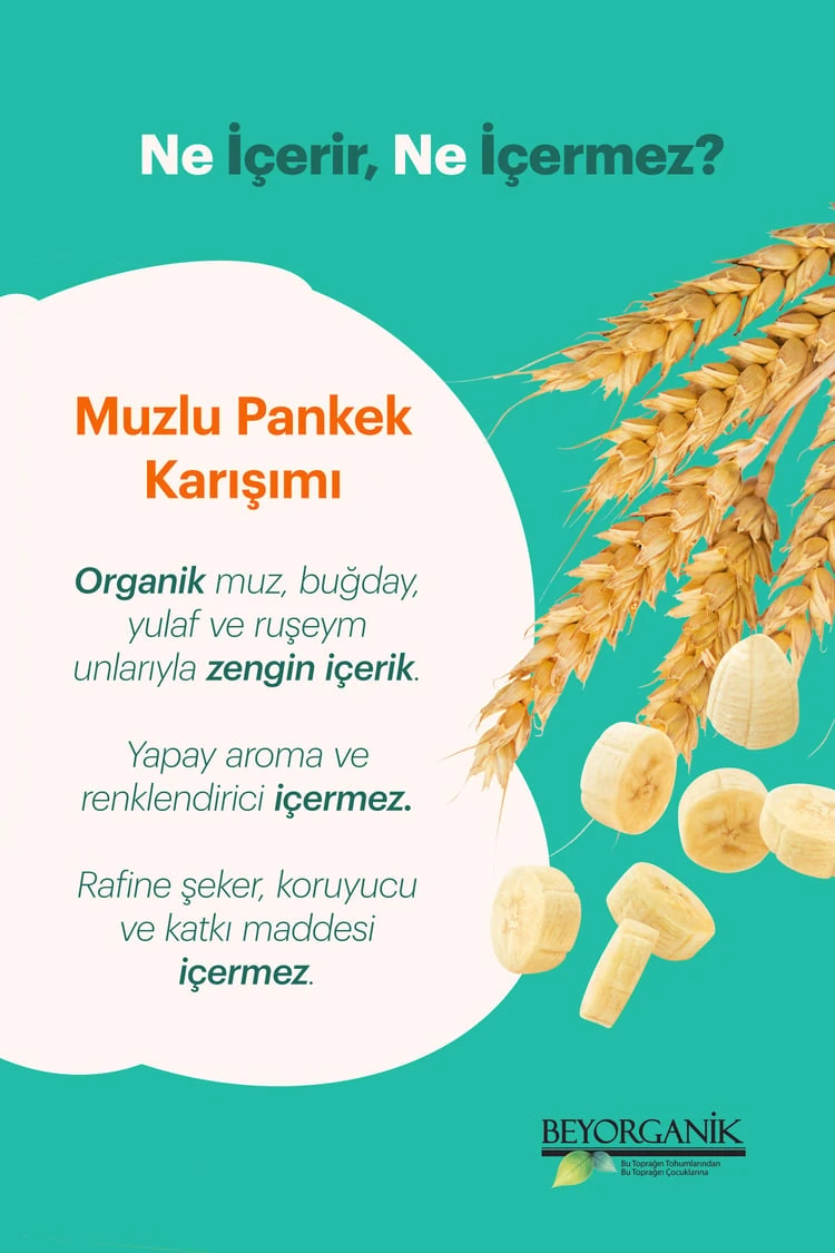 Organik Muzlu Pankek Karışımı 300 gr (PESTİSİT VE AFLATOKSİN ANALİZLİ)