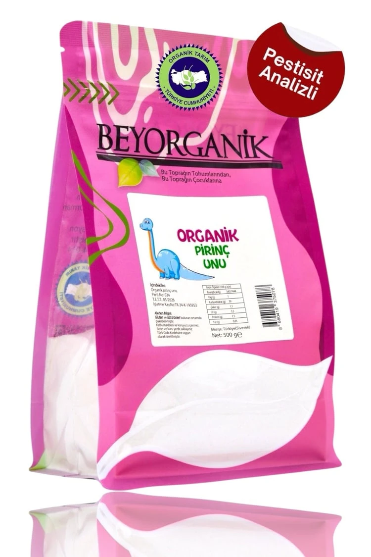 Organik Bebek Pirinç Unu 500gr +6ay (Pestisit ve Aflatoksin Analizli)