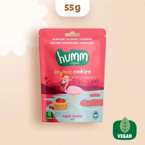 Organik Vegan Çilekli Kurabiye - 55g