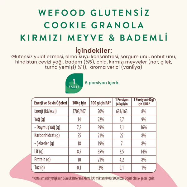 Glutensiz Granola Kırmızı Meyve & Bademli 250g