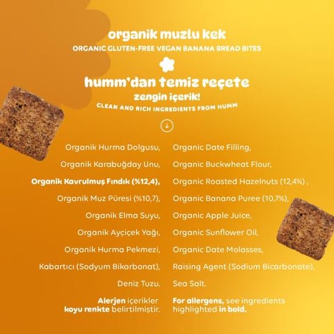 Organik Glutensiz Vegan Muzlu Kek - 30g