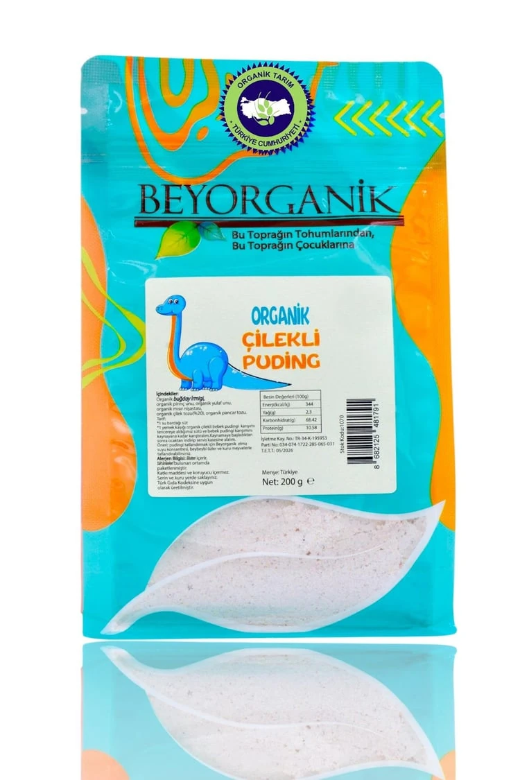 Organik Çilekli Bebek Pudingi 200gr +12ay (PESTİSİT VE AFLATOKSİN ANALİZLİ)