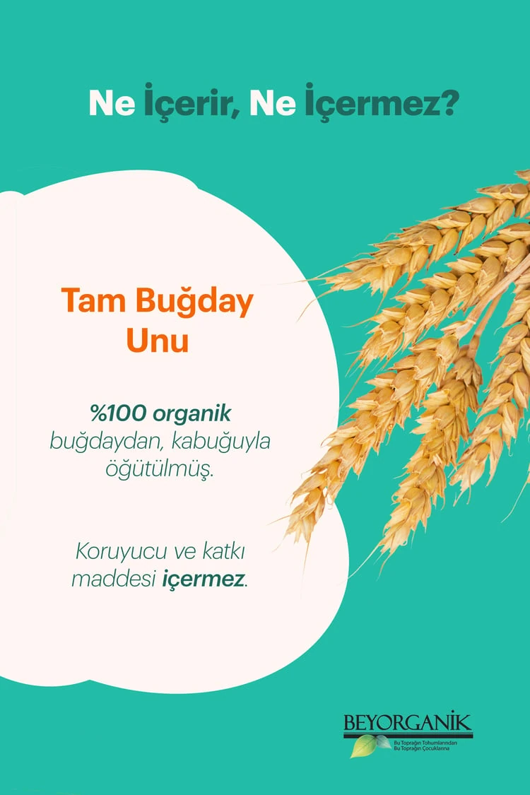 Organik Tam Buğday Unu 1kg (Pestisit ve Aflatoksin Analizli)