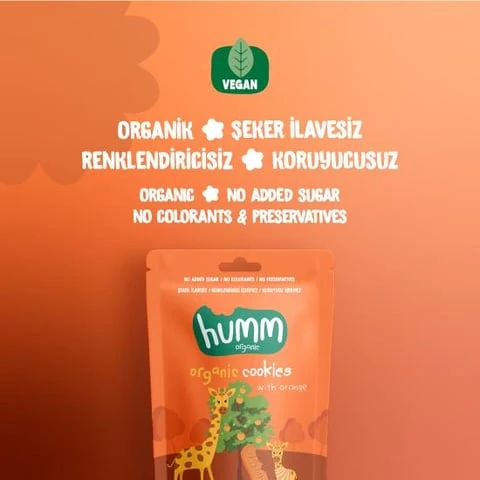 Organik Vegan Portakallı Kurabiye - 55g