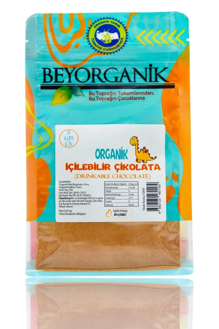 Organik İçilebilir Çikolata 220gr 10 kupalık (PESTİSİT VE AFLATOKSİN ANALİZLİ)