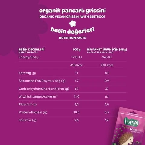 Organik Vegan Pancarlı Grissini - 55g