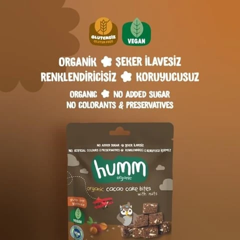 Organik Glutensiz Vegan Kakaolu ve Fındıklı Kek - 30g