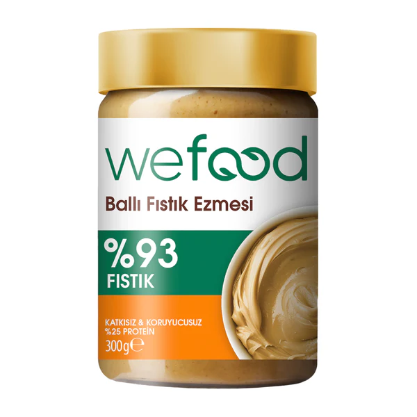 Şekersiz Ham Ballı Fıstık Ezmesi 300 gr (Fıstık Parçacıklı)