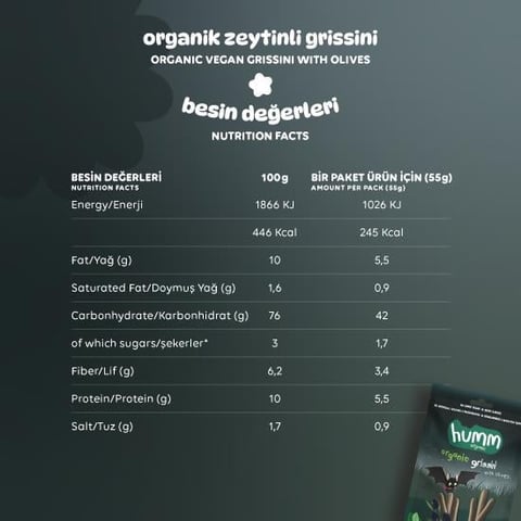 Organik Vegan Zeytinli Grissini - 55g