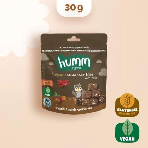 Organik Glutensiz Vegan Kakaolu ve Fındıklı Kek - 30g