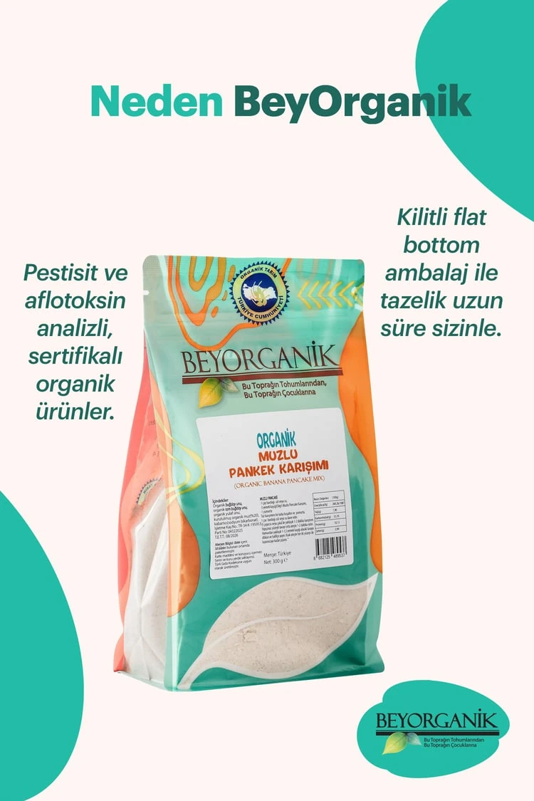 Organik Muzlu Pankek Karışımı 300 gr (PESTİSİT VE AFLATOKSİN ANALİZLİ)