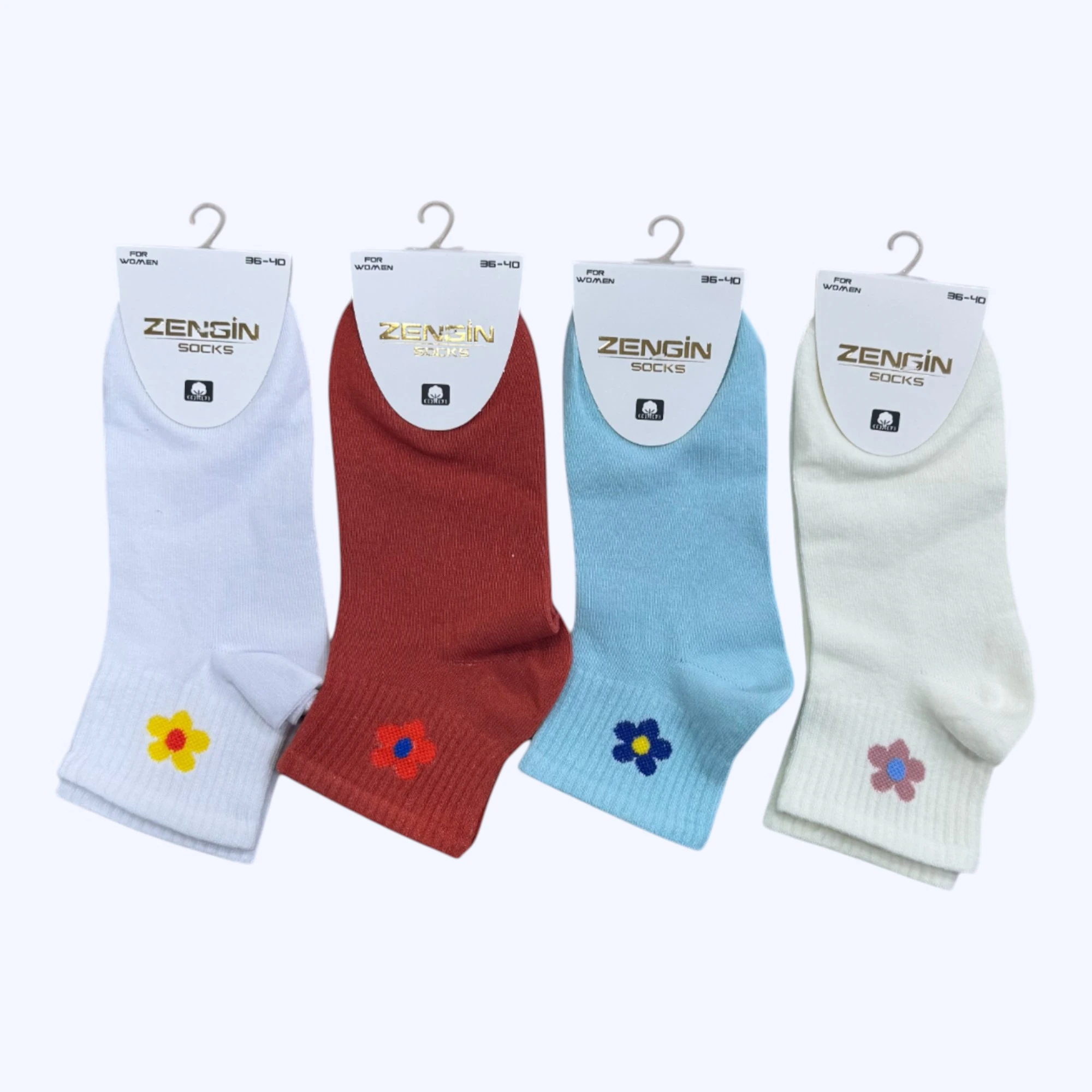 Penye Çiçekli Kadın Kısa Konç