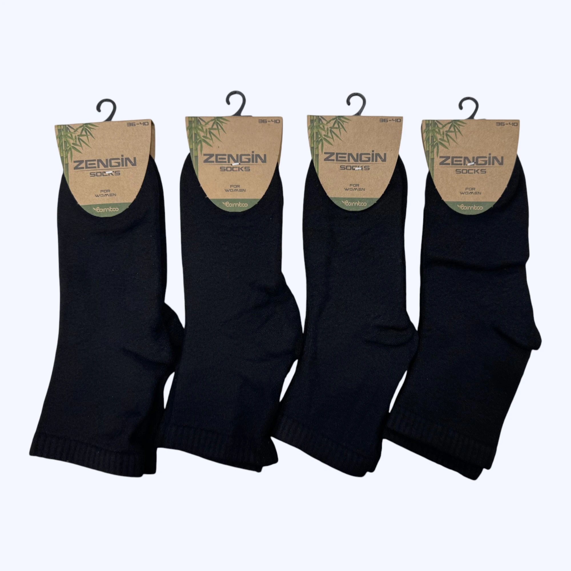 Bambu Havlu Siyah Kadın Kısa Konç