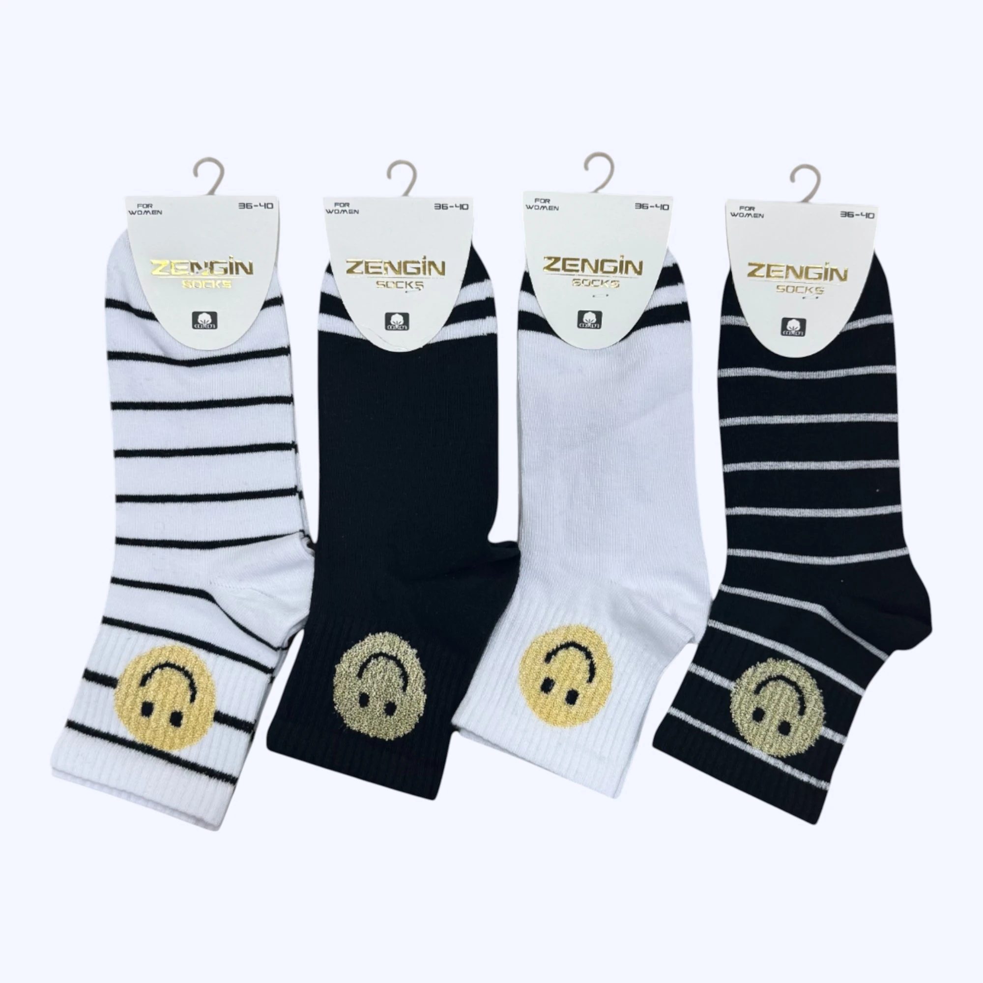 Penye Emoji Kadın Kısa Konç