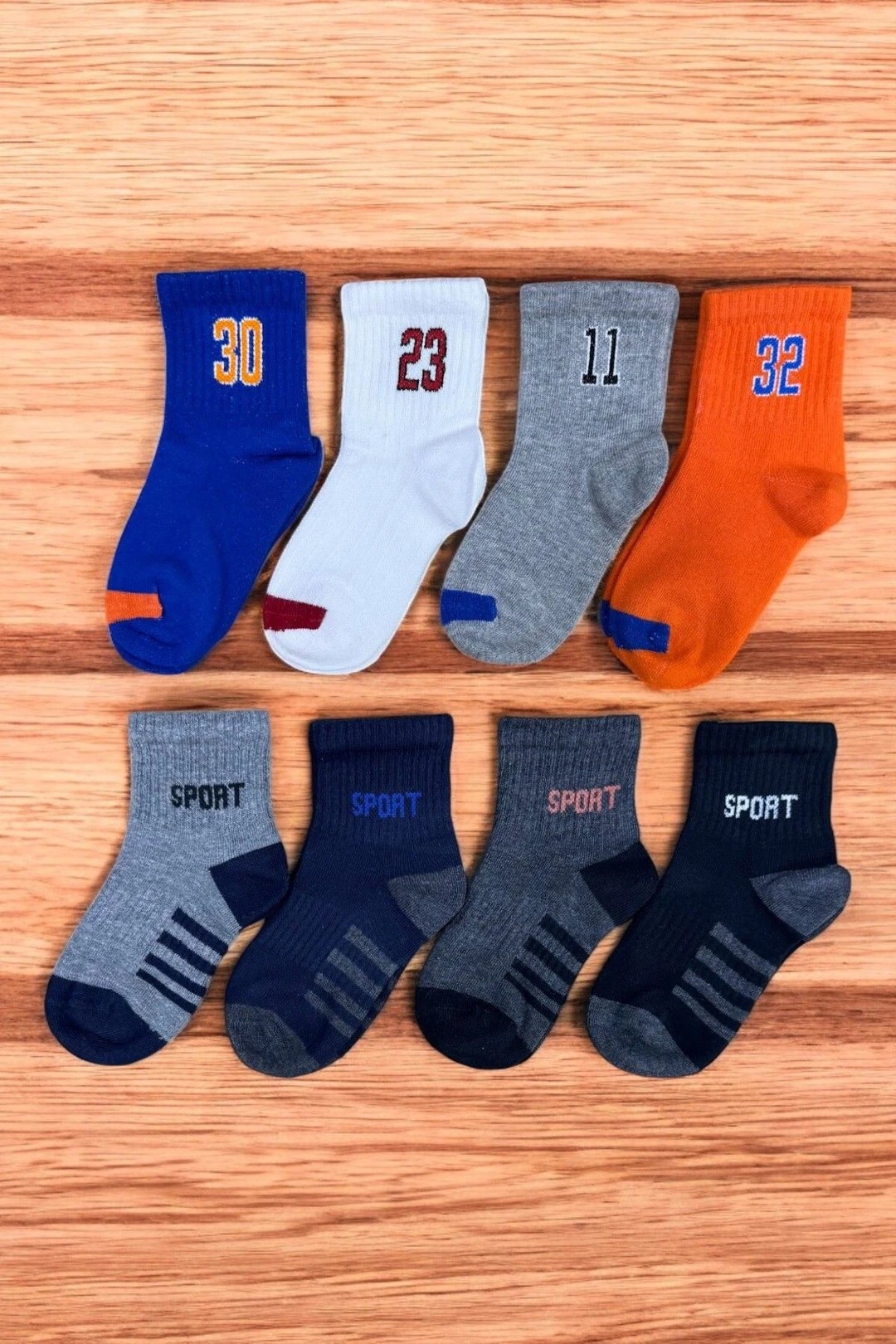 8 Çift Burun Dikişsiz Sport Desenli Çocuk Soket