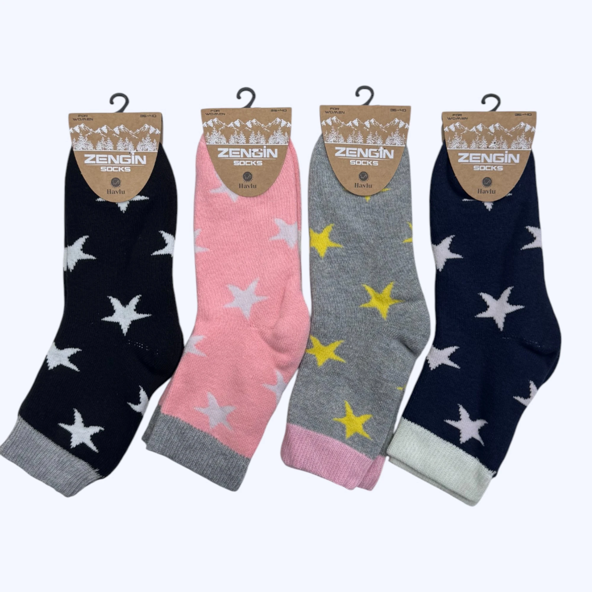 Havlu Bayan Yıldızlı Kısa Konç