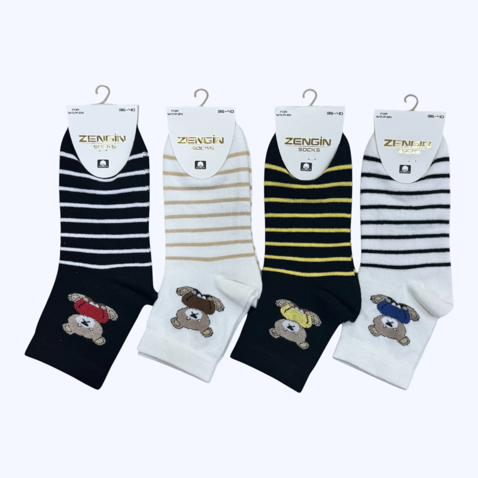 Penye Ayıcıklı Kadın Kısa Konç