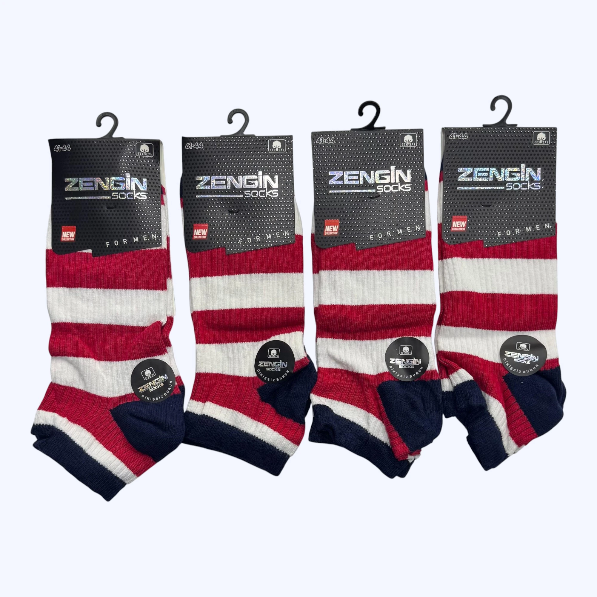 Dikişsiz Çizgili Kırmızı Erkek Patik