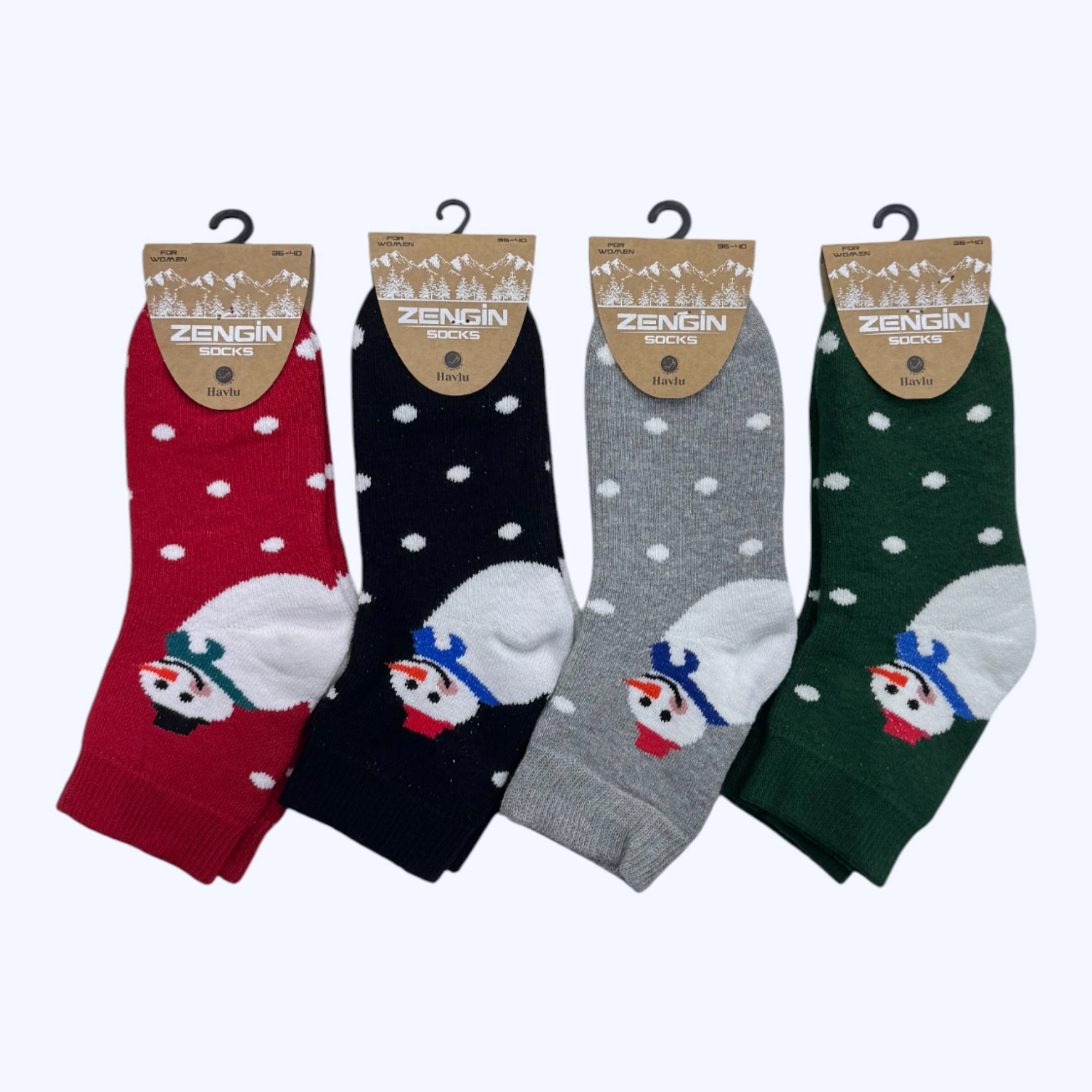 Havlu Bayan Yılbaşı Kardan Adam Kısa Konç