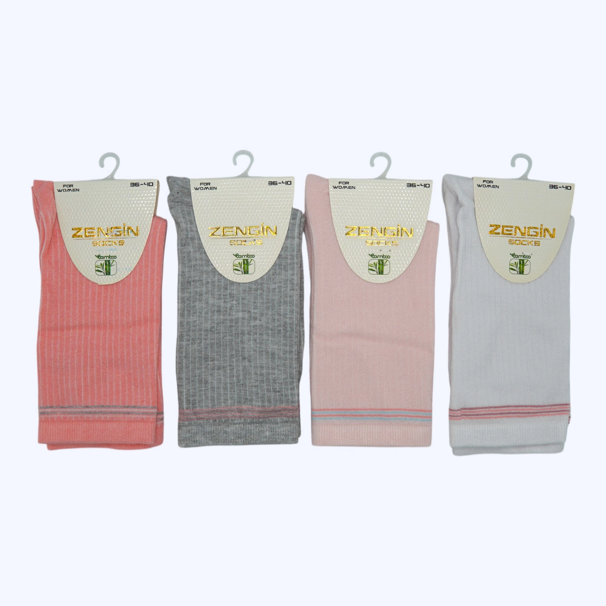 Bambu Lastik Çizgili Kadın Soket