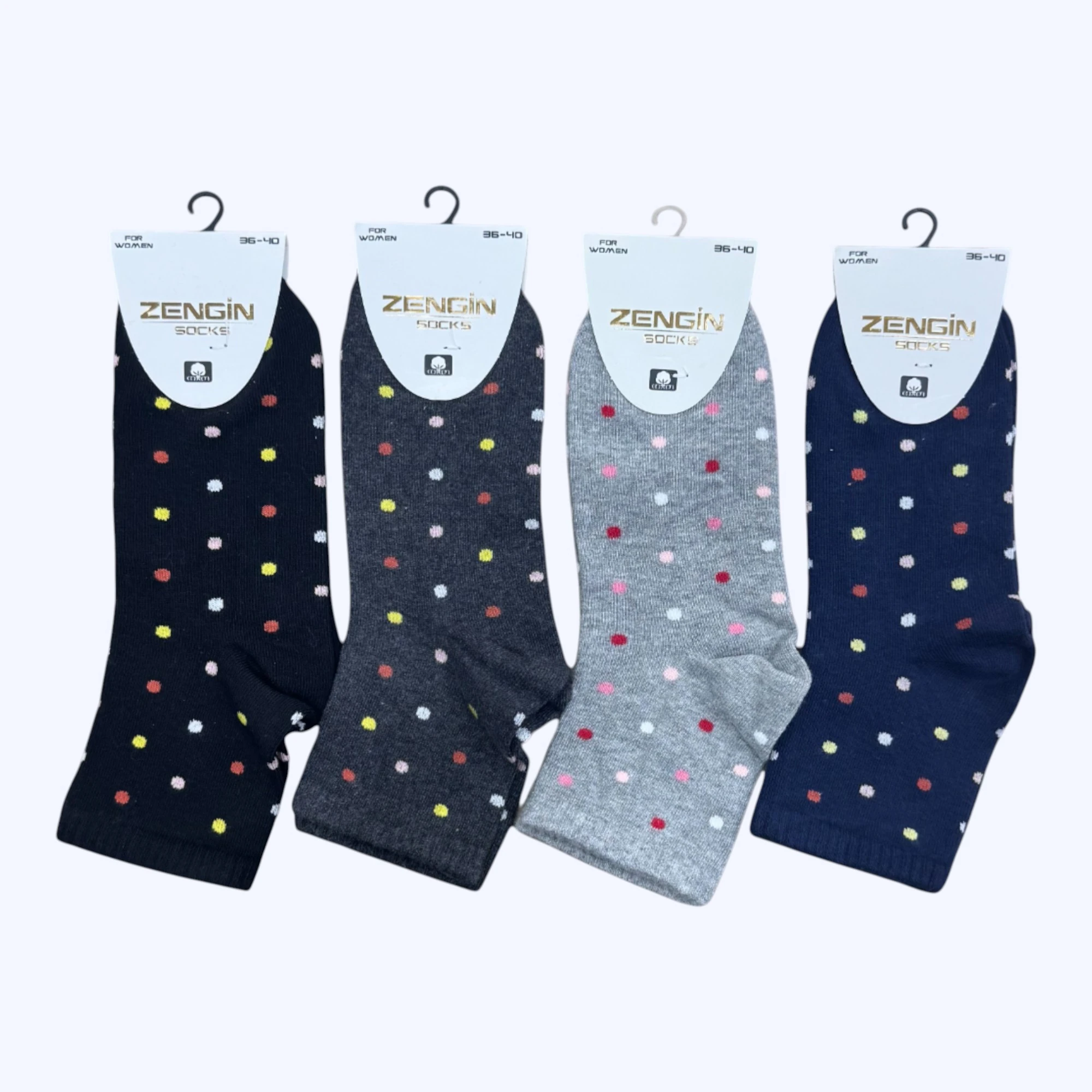 Penye Puantiyeli Kadın Kısa Konç