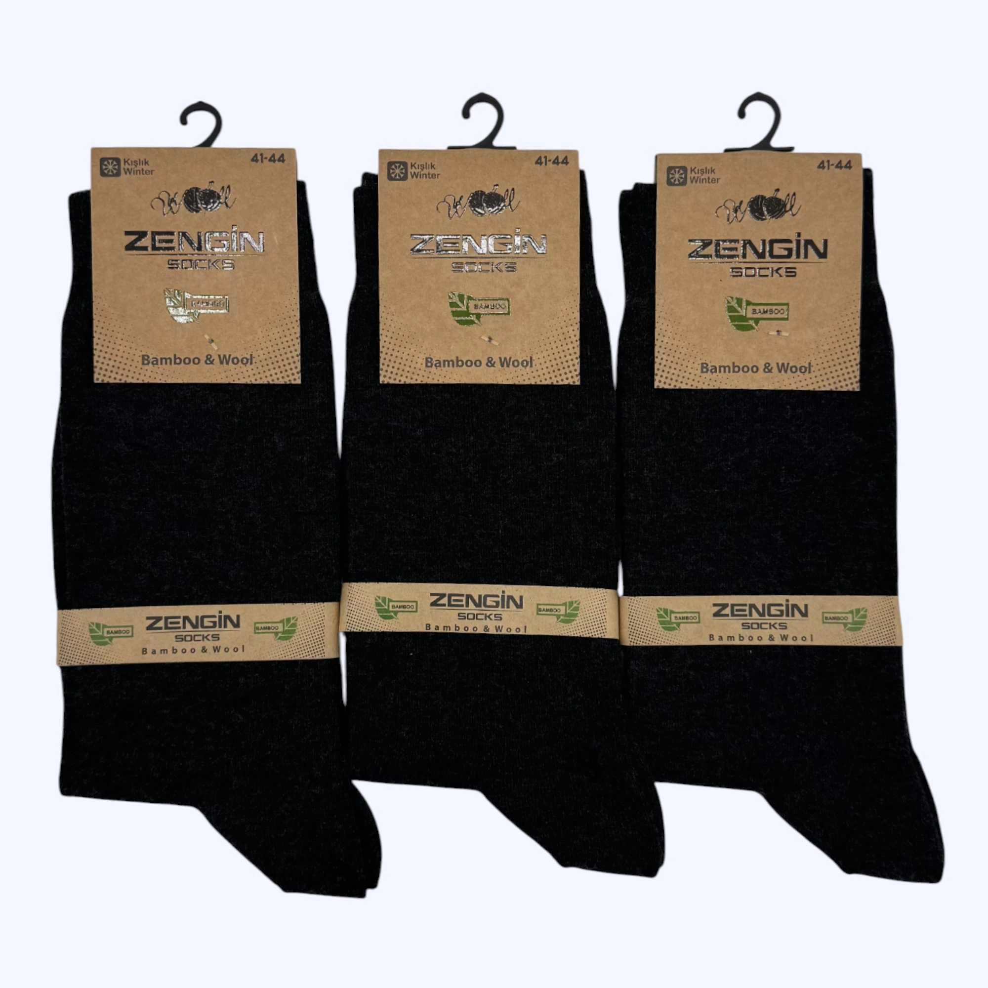 Bambu Yün Düz Siyah Erkek Soket