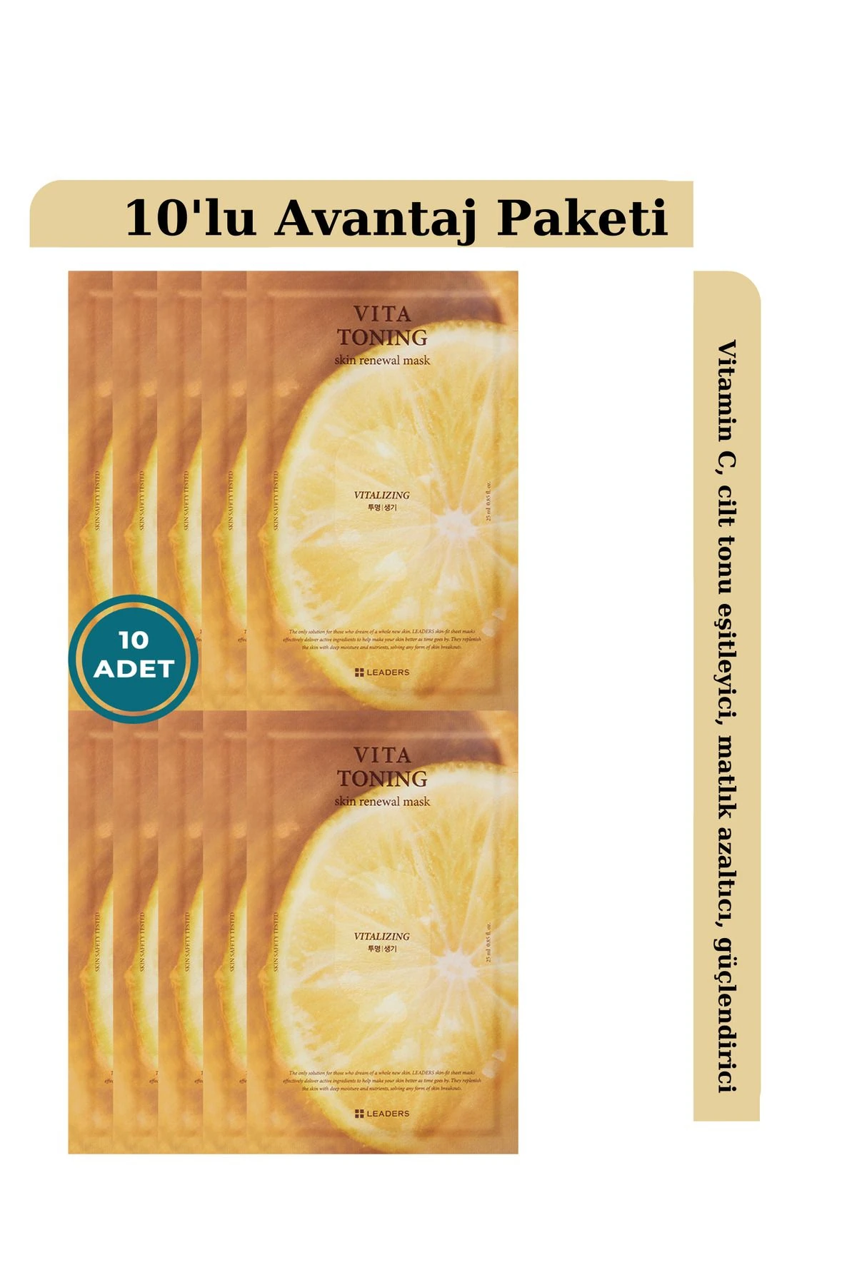 Vita Toning Skin Renewal Cilt Tonu Eşitleyici Maske 10 Adet