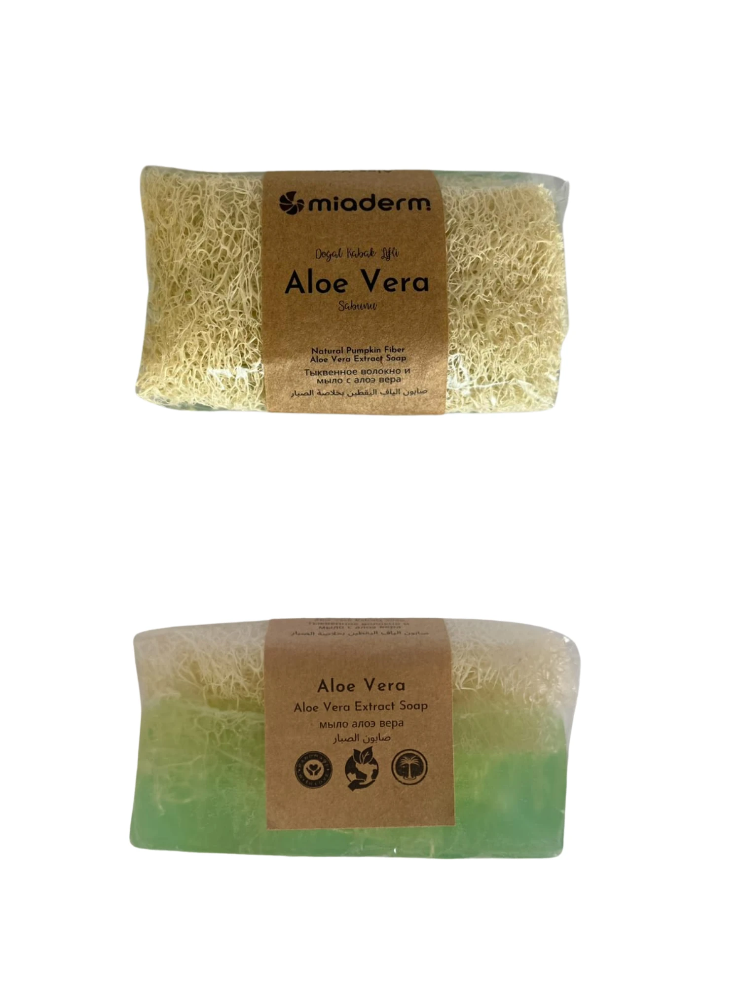 Miaderm Aloe Vera Özlü Kabak Lifli Doğal Sabun – Nemlendirici, Arındırıcı, Peeling Etkili 120 g