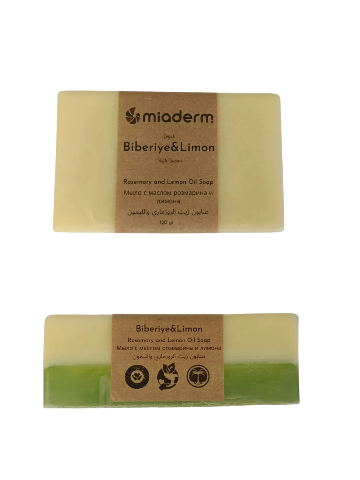 Miaderm Biberiye & Limon Yağlı Doğal Bakım Sabunu – Arındırıcı, Ferahlatıcı, Yağ Dengeleyici