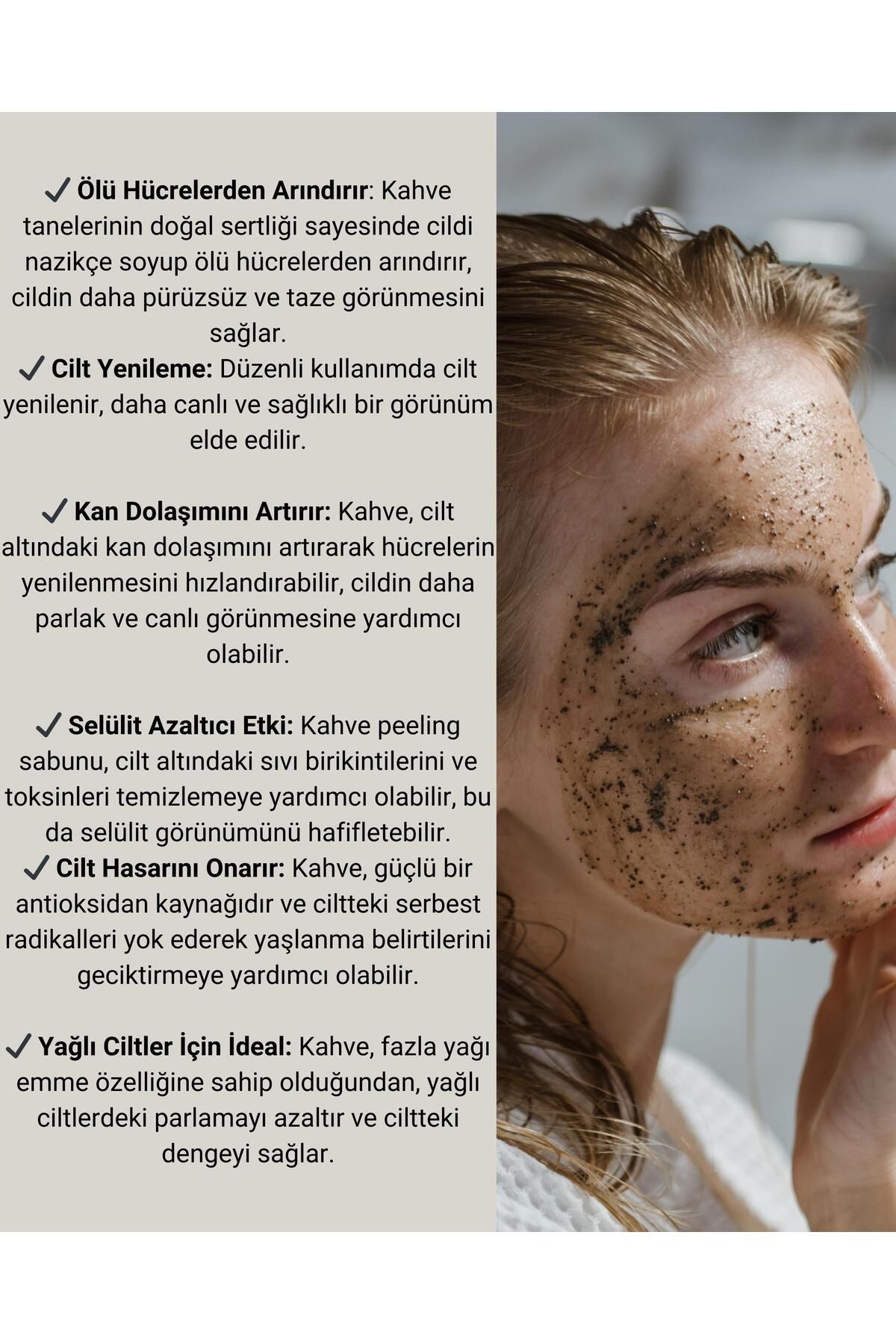 Kahve Özlü Arındırıcı ve Peeling Etkili Cilt Bakım Sabunu