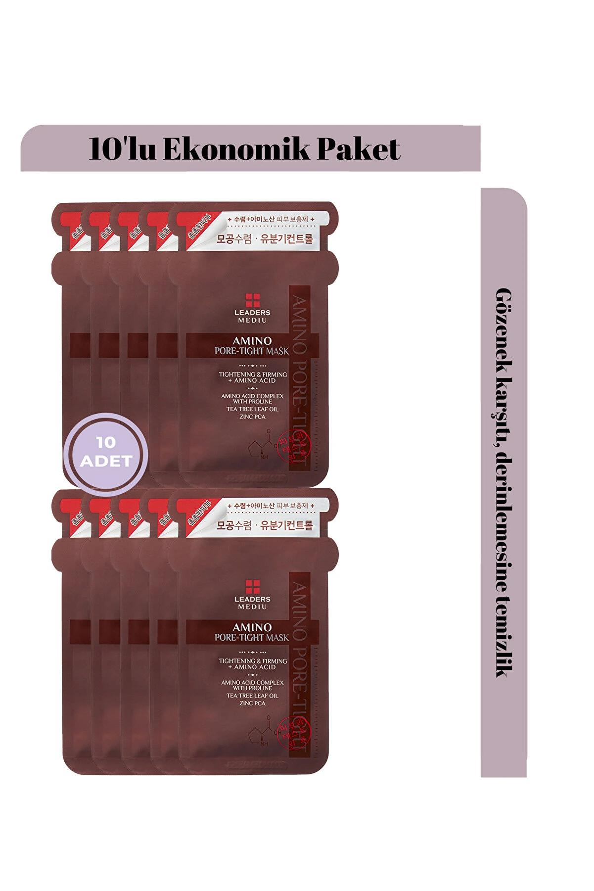 Leaders Mediu Amino Gözenek Bakımı Maskesi 10 Adet